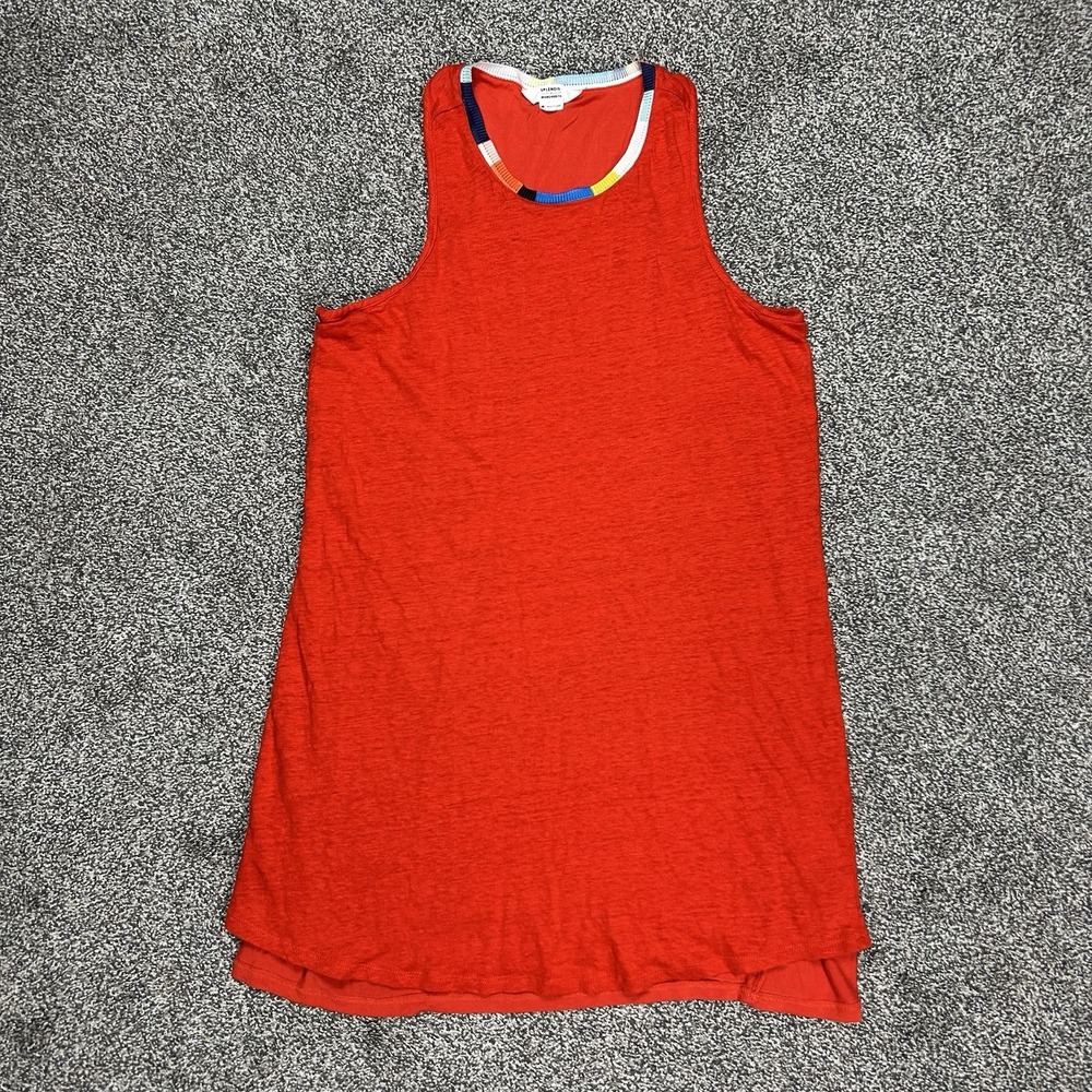 Splendid x Margherita Red Linen Knit Neck Detailing Tank Dress Womens Medium